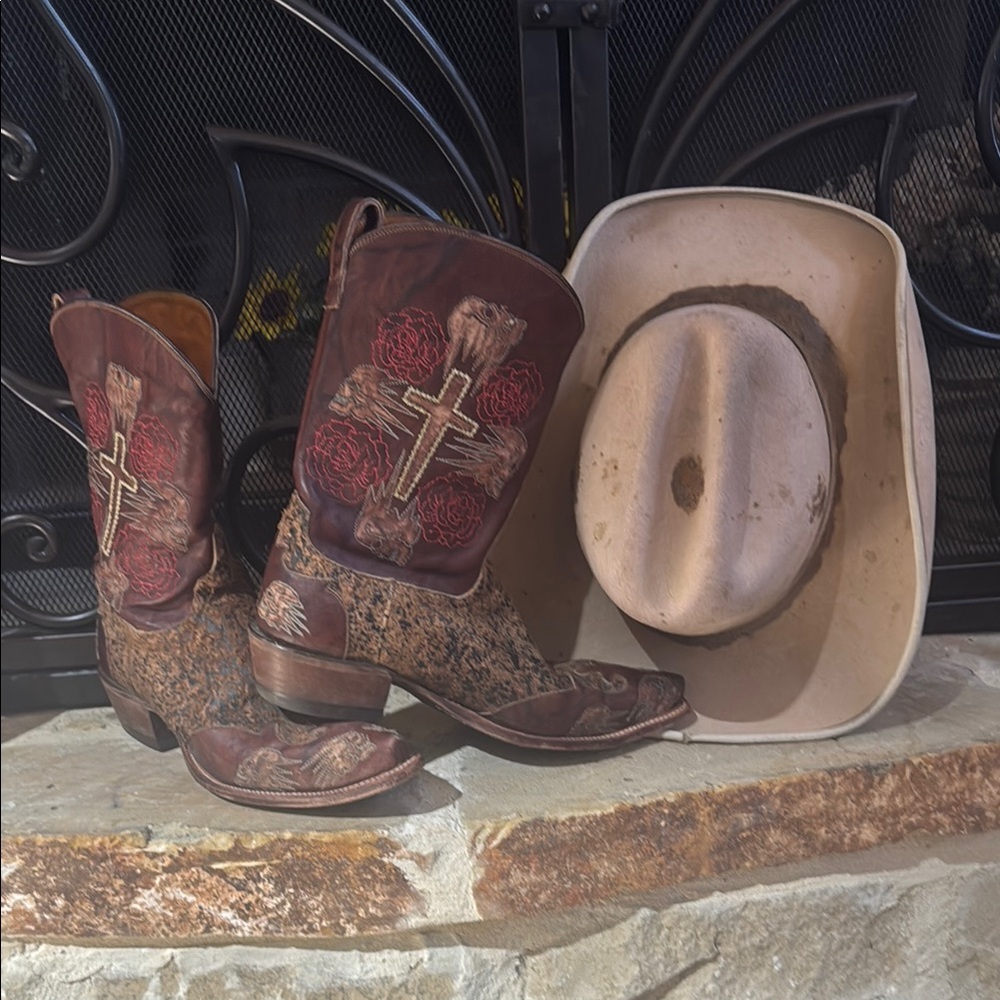 Luchesse Diva Heeled Boots Brown and Red Western Style